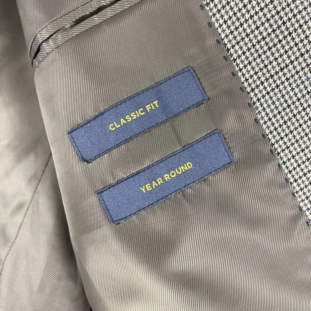 Stafford Year Round Blazer‎ Sport Coat Mens 42R Herringbone Classic Fit Travel